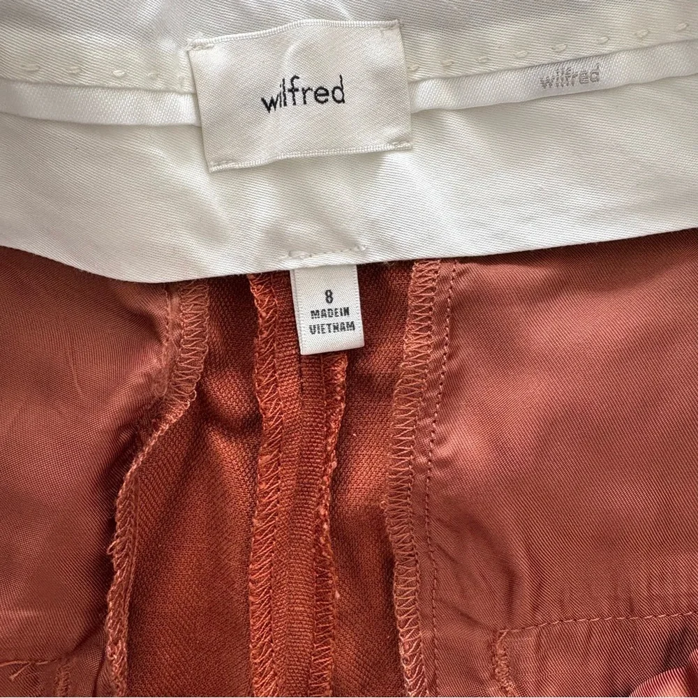 Aritzia Wilfred Carrot Linen High‎ Waisted Pants In Anise Brown Color Size 8 NWT